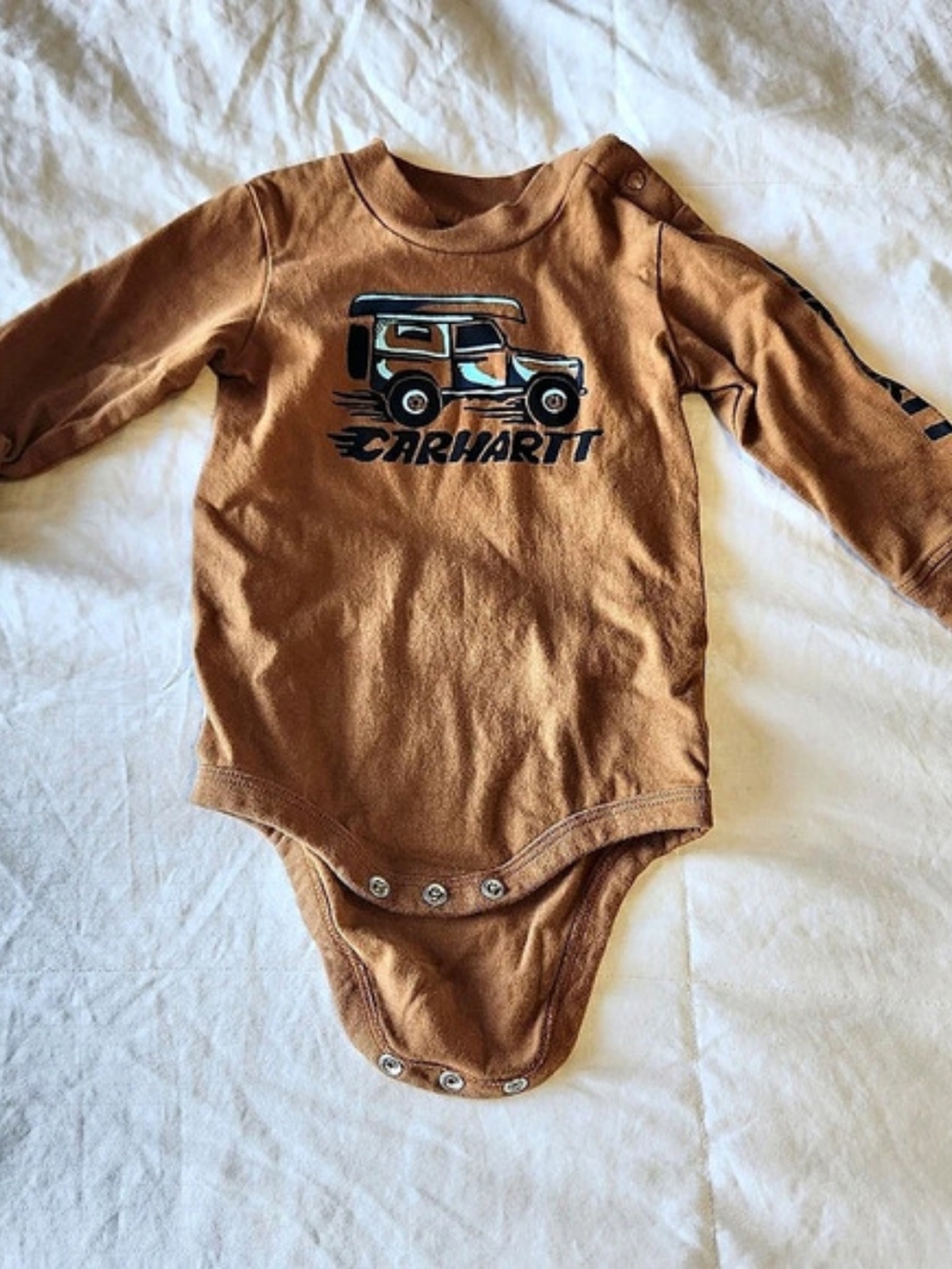 Carhartt Infant Boys Long Sleeve Dump Truck Graphic Bodysuit Dump Truck Bodysuit